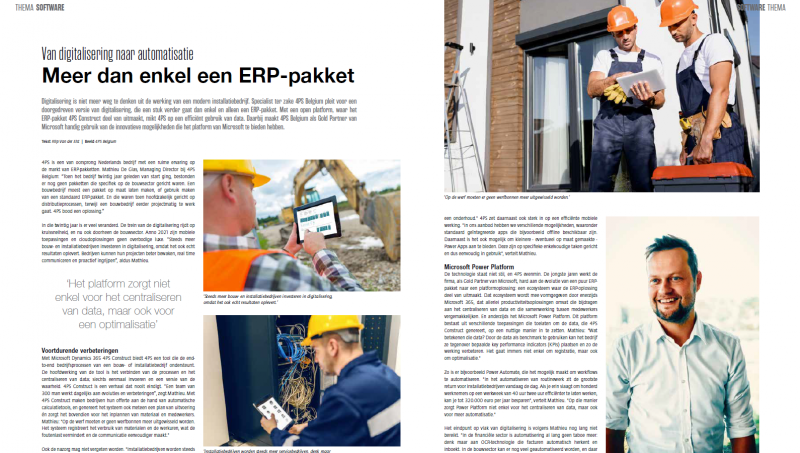 Interview in Installatie & Bouw